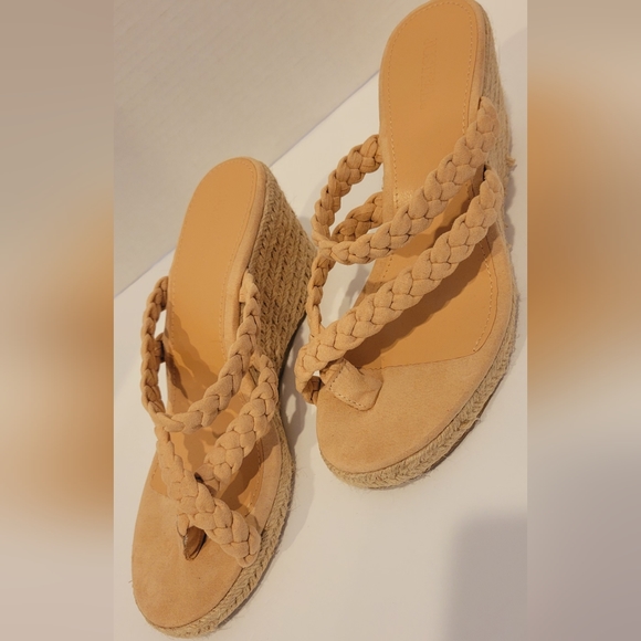 JustFab Shoes Nwot Nude Espadrille Braided Strappy Toe Ring Wedges Poshmark